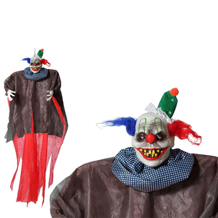 BigBuy Carnival Clown Maléfique Géant avec Lumière et Cheveux Tricolores