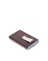 Piquadro Blue Square Porte-cartes en cuir Acajou avec pince à billets