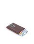 Piquadro Blue Square Porte-cartes en cuir Acajou avec pince à billets