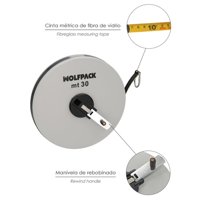 WOLFPACK LINEA PROFESIONAL Cinta métrica 30 mètres