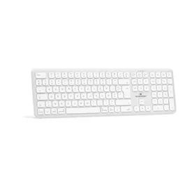 Bluestork Clavier sans fil Bluetooth KB BT MAC V2 pour Mac, Full Size, rechargable, blanc, design plat ergonomique, touches concaves