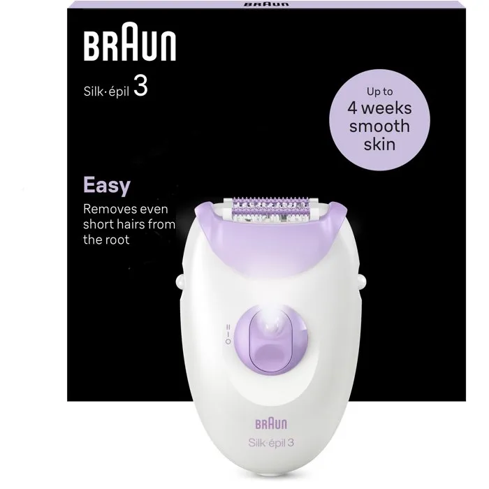 Braun - Silk Epil 3 - Épilateur électrique filaire pour femme - 2 vitesses - Violet Braun - Silk Epil 3 - Épilateur électrique filaire pour femme - 2 vitesses - Violet