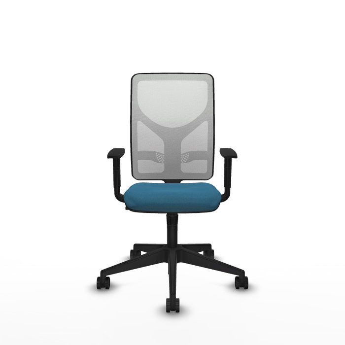 Chaise Motilla Synchro 3 positions tissu Vert pétrole Maille Blanc Base pyramidale noire Accoudoir 1D Sans appui-tête Roulettes 65mm nylon Chaise Motilla Synchro 3 positions tissu Vert pétrole Maille Blanc Base pyramidale noire Accoudoir 1D Sans appui-tête Roulettes 65mm nylon