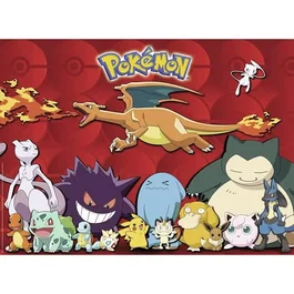 Ravensburger - Puzzle 100 pièces XXL Pokémon - Pikachu, Dracaufeu, Bulbizarre - Paysage et nature - Puzzle enfant à partir de 6 ans