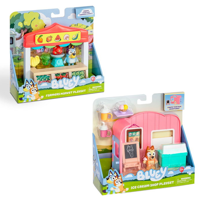 Famosa Mini Playsets Bluey Série 3 avec Figurines Bluey et Bingo - Mini Marché et Glacier - Jouet d'Aventures pour Enfants +2 Ans - Réf. Bly70000