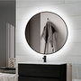 Emuca Miroir Zeus avec éclairage LED et cadre noir, Ø 80 cm