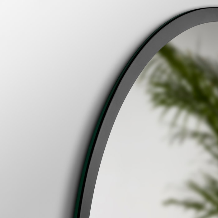 Emuca Miroir Zeus avec éclairage LED et cadre noir, Ø 80 cm