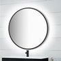 Emuca Miroir Zeus avec éclairage LED et cadre noir, Ø 80 cm