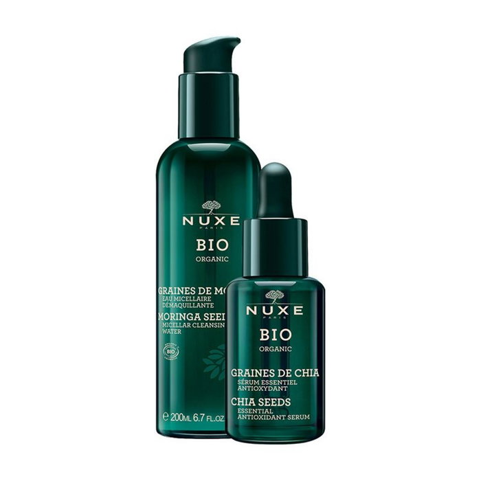 Nuxe - Coffret Soin Visage Bio : Sérum Antioxydant aux Graines de Chia 30 ml + Eau Micellaire Nettoyante Tous Types de Peau 200 ml