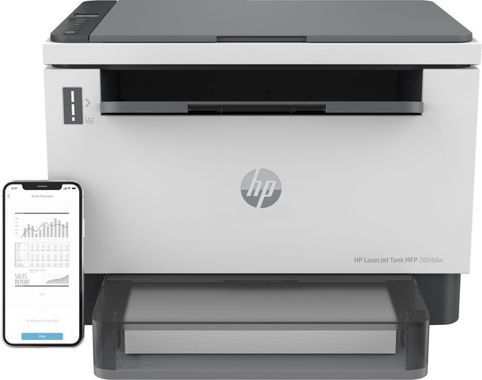 HP LaserJet Tank MFP 2604dw - Imprimante multifonction laser sans fil avec toner pré-rempli, impression recto verso et scan vers PDF/e-mail