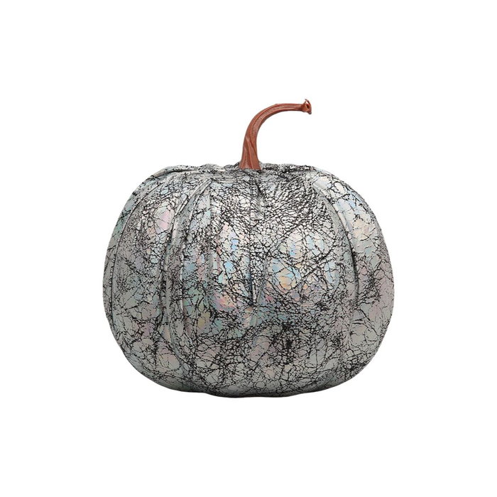 BigBuy Carnival Citrouille Argentée 16 cm avec Finition Irisée et Craquelée BigBuy Carnival Citrouille Argentée 16 cm avec Finition Irisée et Craquelée