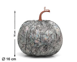 Calabaza Décorative Argentée 16 cm avec Finition Iridescente et Craquelée pour Halloween et Décoration d'Automne
