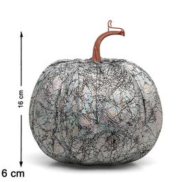 Calabaza Décorative Argentée 16 cm avec Finition Iridescente et Craquelée pour Halloween et Décoration d'Automne