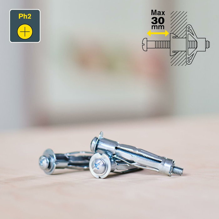 Rapid Chevilles à Expansion Métal pour Cloison Plâtre 6-21mm, Lot de 10
