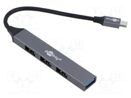 GOOBAY Hub USB gris avec 4 ports USB-A et prise USB-C, USB 3.2 5Gbps