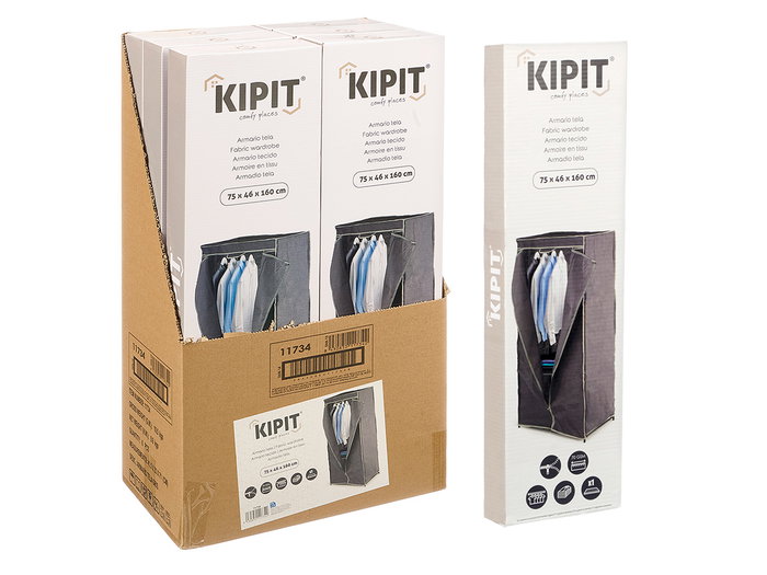 Kipit Armoire en tissu gris 68.5 x 7.5 x 19.5 cm (Set de 6)