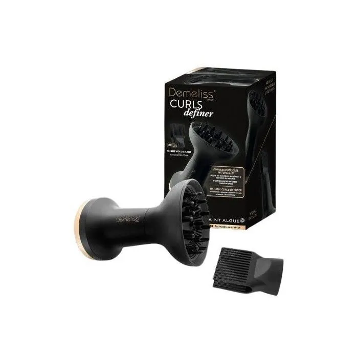 Saint Algue - Diffuseur sèche-cheveux Demeliss 21349 CURLS DEFINER - Pour cheveux bouclés et texturés - 3 vitesses/températures - Noir