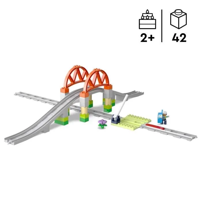 LEGO DUPLO Ma Ville 10426 Set d'Extension Rails et Pont pour Train, Jouet d'Éveil 42 Pièces pour Enfants dès 2 Ans