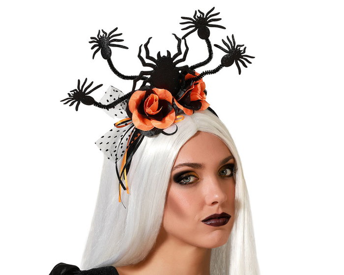 Atosa Diadema Halloween Orange Araignées et Fleurs Femme Adulte Atosa Diadema Halloween Orange Araignées et Fleurs Femme Adulte