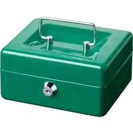 Burg Wachter Money 5015 Green - Caissette à monnaie sécurisée en acier vert avec ouverture à clé et poignée