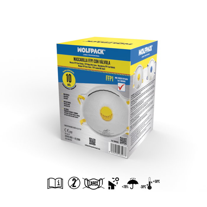 WOLFPACK LINEA PROFESIONAL Mascarilla FFP1 rigide avec valve (10 unités) WOLFPACK LINEA PROFESIONAL Mascarilla FFP1 rigide avec valve (10 unités)