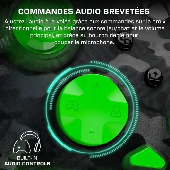 Turtle Beach Rematch Core - Manette de jeu filaire RGB pour Xbox Series X|S, Xbox One et PC - Camouflage Noir et Vert avec gâchettes ajustables et vibration