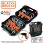 Smoby Mallette Bricolo Black & Decker, coffret de jeu de bricolage pour enfants avec 35 accessoires, visseuse mécanique, pour enfant dès 3 ans