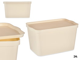 KIPIT Boîte en plastique avec couvercle 24L Crema