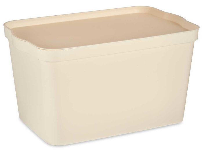Kipit Boîte de Rangement en Plastique avec Couvercle 24 L Crème 29x24x45 cm (Set de 6)