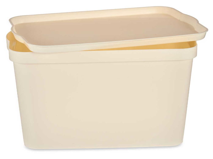 Kipit Boîte de Rangement en Plastique avec Couvercle 24 L Crème 29x24x45 cm (Set de 6)