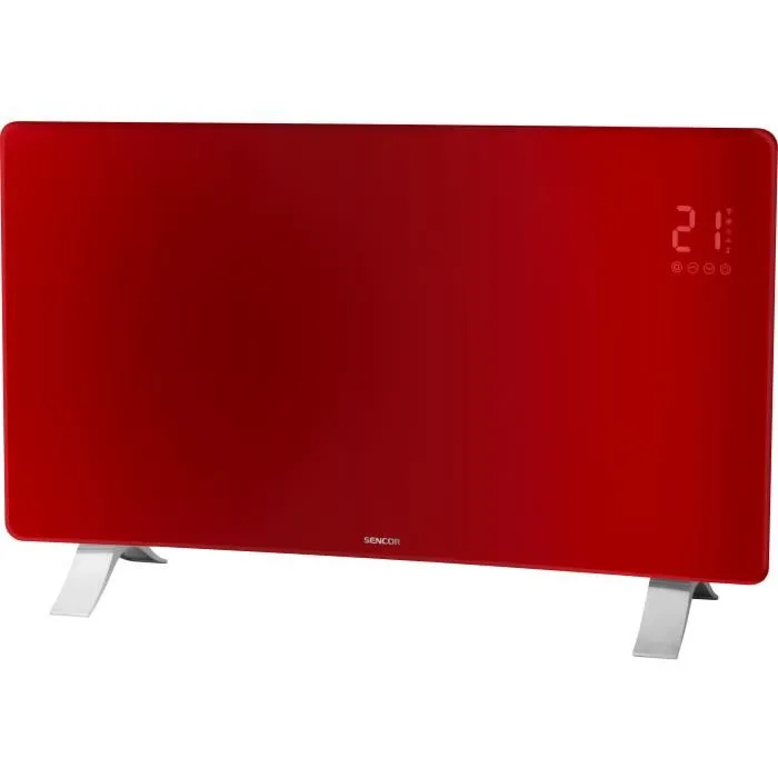 Sencor Radiateur intelligent Wi-Fi en verre SCF 4742RD - 2400 W - Rouge
