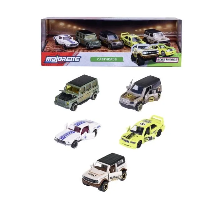 Majorette - Coffret Cadeau 5 Véhicules Majo CastHeads - Voitures Miniatures en Métal 1/64 avec Portes Ouvrantes - À Partir de 3 Ans Majorette - Coffret Cadeau 5 Véhicules Majo CastHeads - Voitures Miniatures en Métal 1/64 avec Portes Ouvrantes - À Partir de 3 Ans