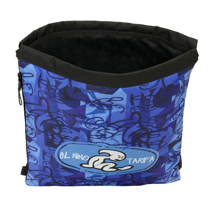 Sac à dos serré par des ficelles El Niño Roller Bleu Noir 35 x 40 x 1 cm