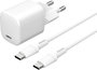 eSTUFF Kit Chargeur INFINITE 20 W PD Prise EU avec Câble USB-C/USB-C 1.5 m Blanc - Produit Conçu avec Matériaux Recyclés