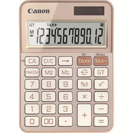 Canon KS-125KB Calculatrice de Bureau 12 Chiffres, LCD, Rose Doré, Fonctions Base/Carré/Pourcentage/Taxe, Mémoire