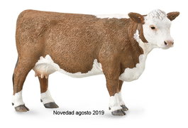 Collecta Figurine Animaux de la Ferme - Vache Hereford - Taille L - Réf. 88860 - Réplique Peinte à la Main