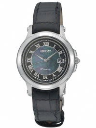 Seiko SXDE05P1 avec cadran noir et bracelet en cuir
