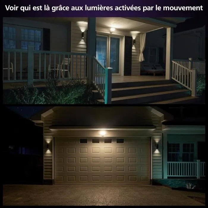 Philips Hue Secure - Projecteur avec caméra de sécurité extérieure intelligente intégrée 1080P, 2250 lumens, vision nocturne, sondeur IA et communication bidirectionnelle