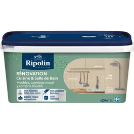 Ripolin Lin - Peinture pour rénovation de cuisine et salle de bain - Finition satinée - Haute résistance et lessivable - 2 litres