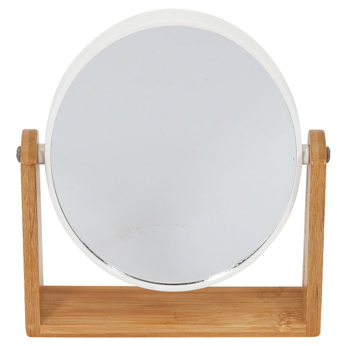 Cosmetic Club Miroir de table ovale double face, normal et x3 avec support en bambou Cosmetic Club Miroir de table ovale double face, normal et x3 avec support en bambou