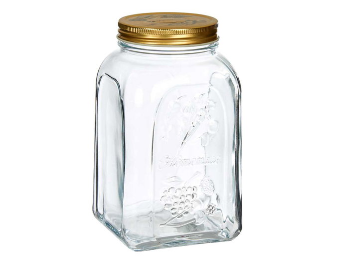 Pasabahce Pot Homemade 1500ml Verre Transparent et Doré 10.7x19.3x10.7 cm (Set de 12)