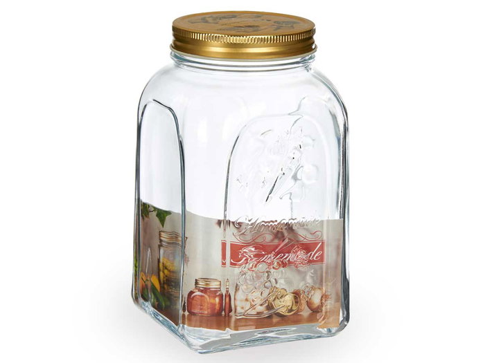 Pasabahce Pot Homemade 1500ml Verre Transparent et Doré 10.7x19.3x10.7 cm (Set de 12)