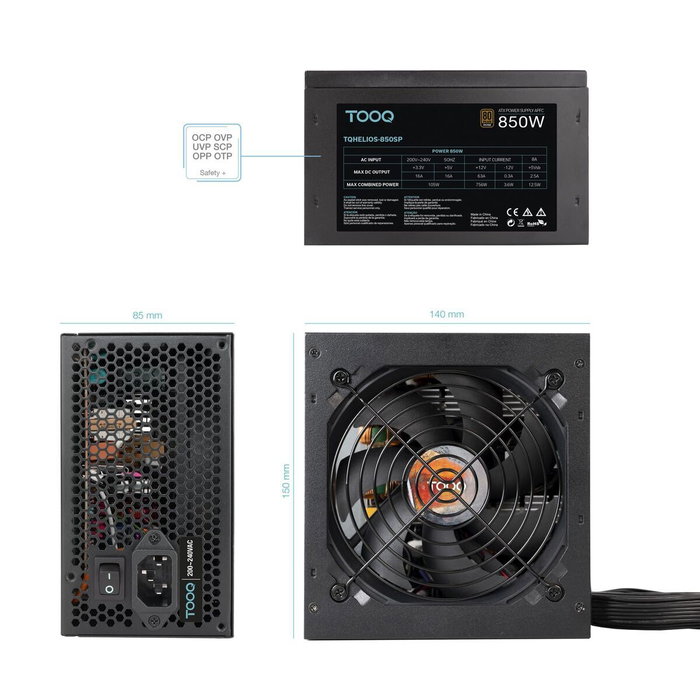 Écran TooQ TQHELIOS-850SP 850 W 50 W 80 Plus Bronze
