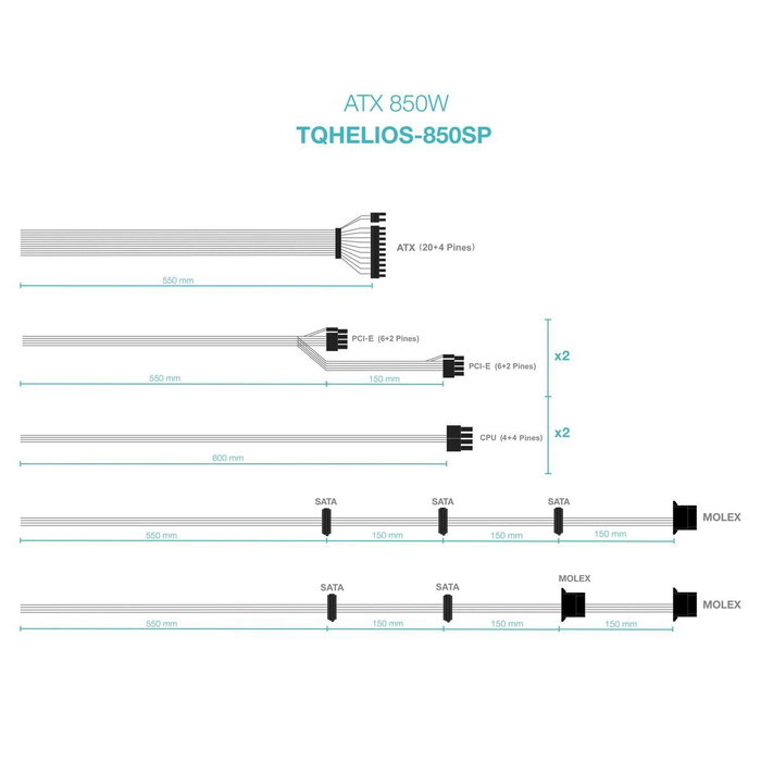 Écran TooQ TQHELIOS-850SP 850 W 50 W 80 Plus Bronze