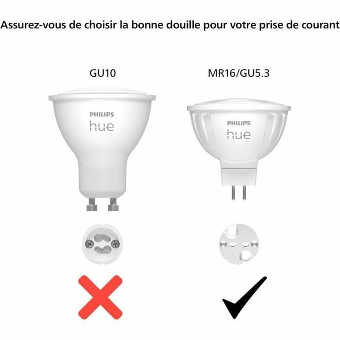 Philips Hue White and Color Ambiance MR16, Lot de 2, Blanc et Couleurs Philips Hue White and Color Ambiance MR16, Lot de 2, Blanc et Couleurs