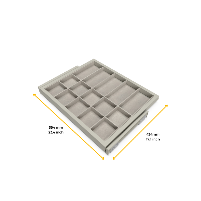 Emuca Kit de rangement avec cadre de coulissage soft-close pour armoire, réglable, module 600mm, Gris pierre Emuca Kit de rangement avec cadre de coulissage soft-close pour armoire, réglable, module 600mm, Gris pierre