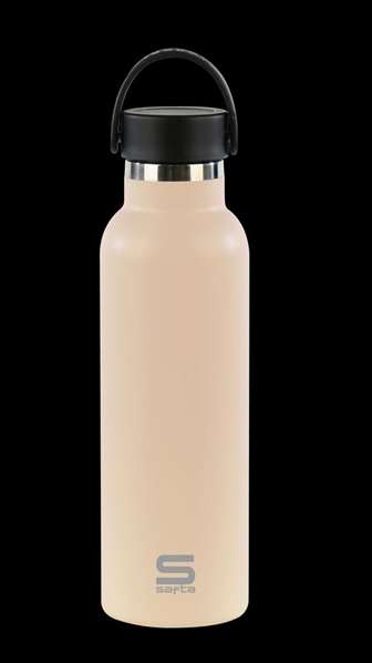 Safta Bouteille isotherme avec revêtement extérieur en caoutchouc, 600 ml, couleur moka, 25x7.3x7.3 cm