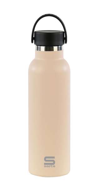 Safta Bouteille isotherme avec revêtement extérieur en caoutchouc, 600 ml, couleur moka, 25x7.3x7.3 cm
