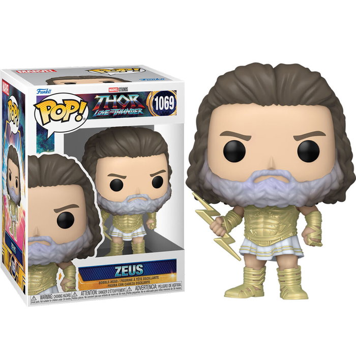 Funko POP! Marvel : Thor Love and Thunder - Zeus - Figurine Vinyl 9 cm avec fenêtre sur boîte Funko POP! Marvel : Thor Love and Thunder - Zeus - Figurine Vinyl 9 cm avec fenêtre sur boîte