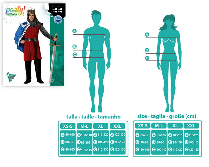 Déguisement Roi Médiéval Homme Adulte XS-S, Ensemble avec Capuche, Cape, Tunique et Ceinture, Taille Adulte, Thème Moyen Âge, Composition Polyester Déguisement Roi Médiéval Homme Adulte XS-S, Ensemble avec Capuche, Cape, Tunique et Ceinture, Taille Adulte, Thème Moyen Âge, Composition Polyester